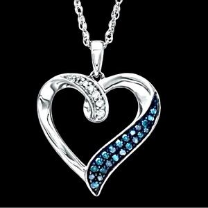 NWOT gorgeous!!!! Sterling silver blue and white Diamond necklace